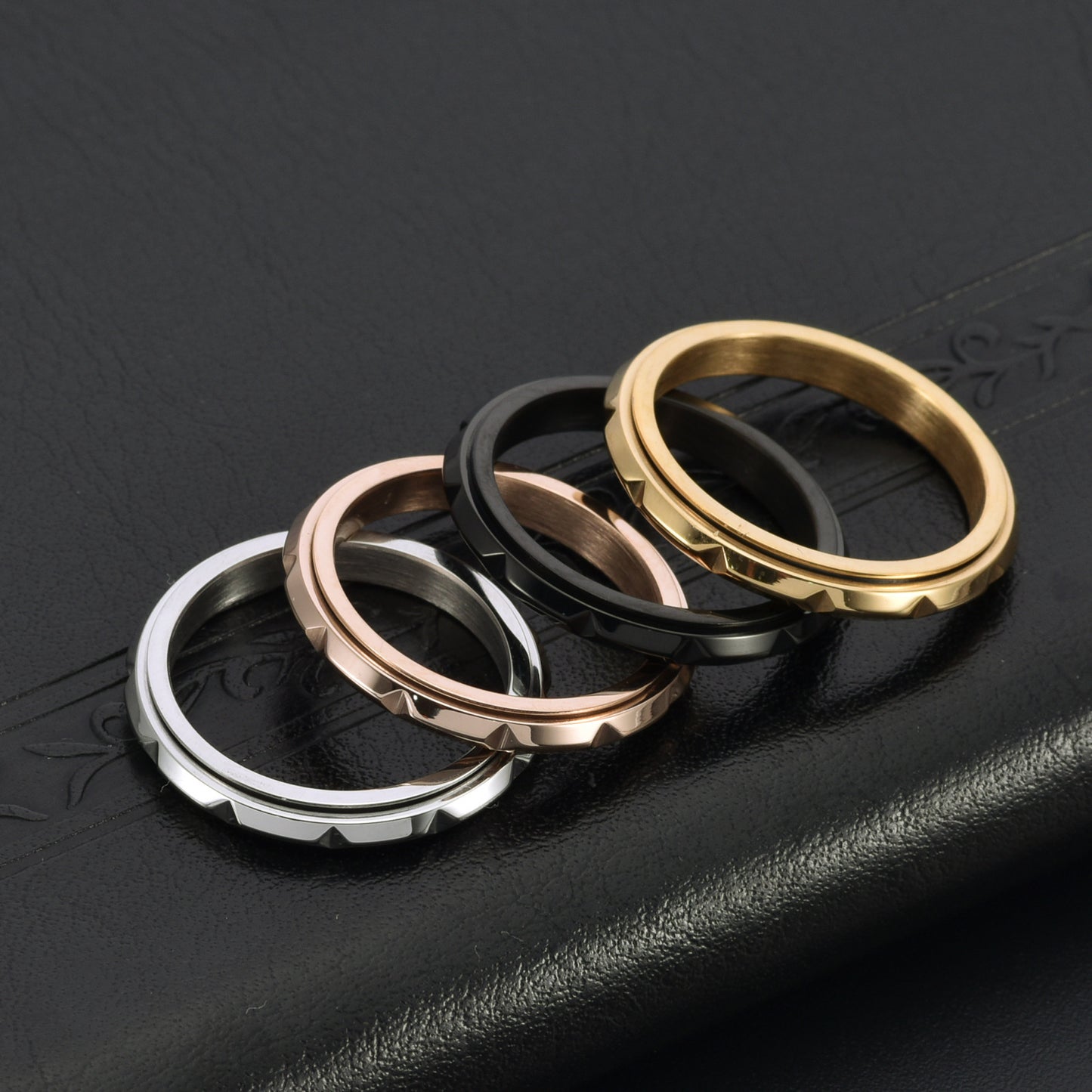 Women's Extremely Fine Rose Gold Titanium Steel Rhombus Bamboo Rings