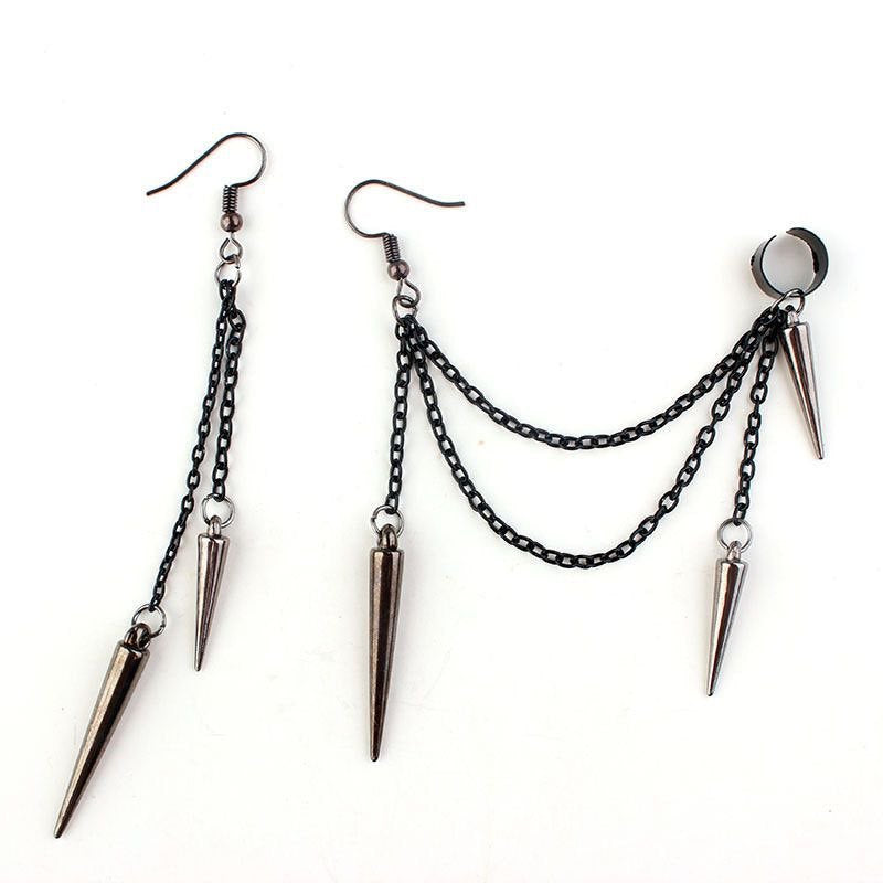 Long Short Rivet Ear Clip Fashion Stud Earrings