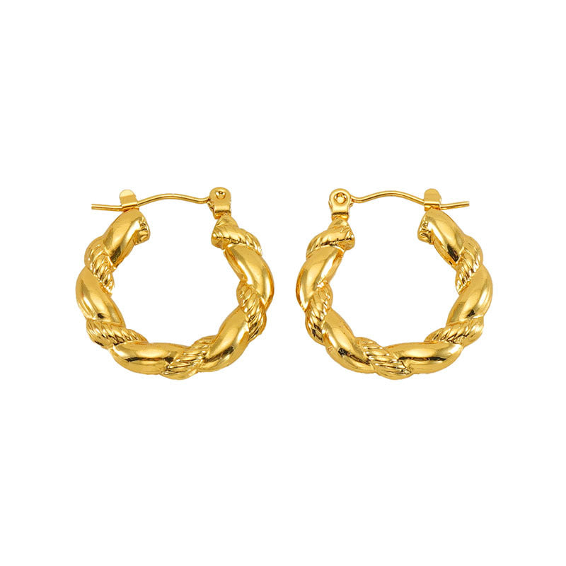 Women's Gold Stainless Steel French Glossy Hollow Fashion Earrings