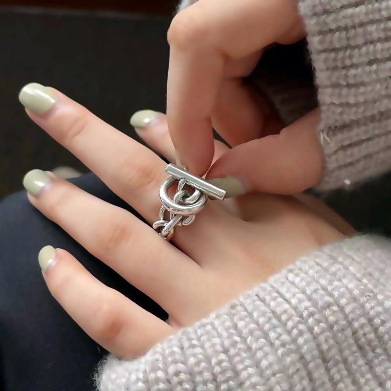 Women's & Men's Fashion Buckle Temperament Personality Trend Versatile Ring