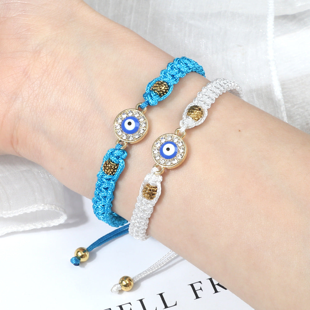 Women's & Men's Red Rope Safety Lock Devil's Eye Diamond Woven Hand Bracelet