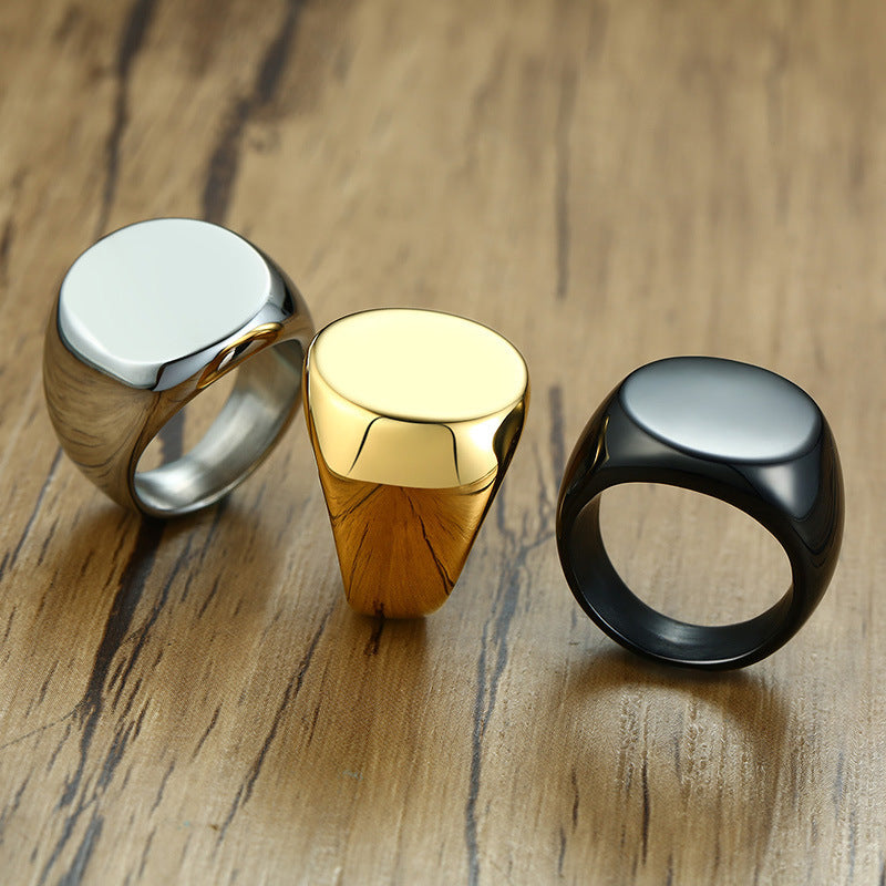 Men's Light Body Can Carve Writing Round Rings