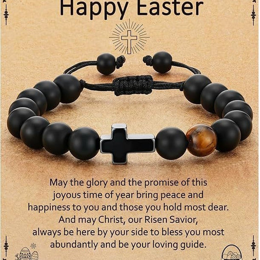 Popular Black Frosted Easter Woven Cross Bracelets