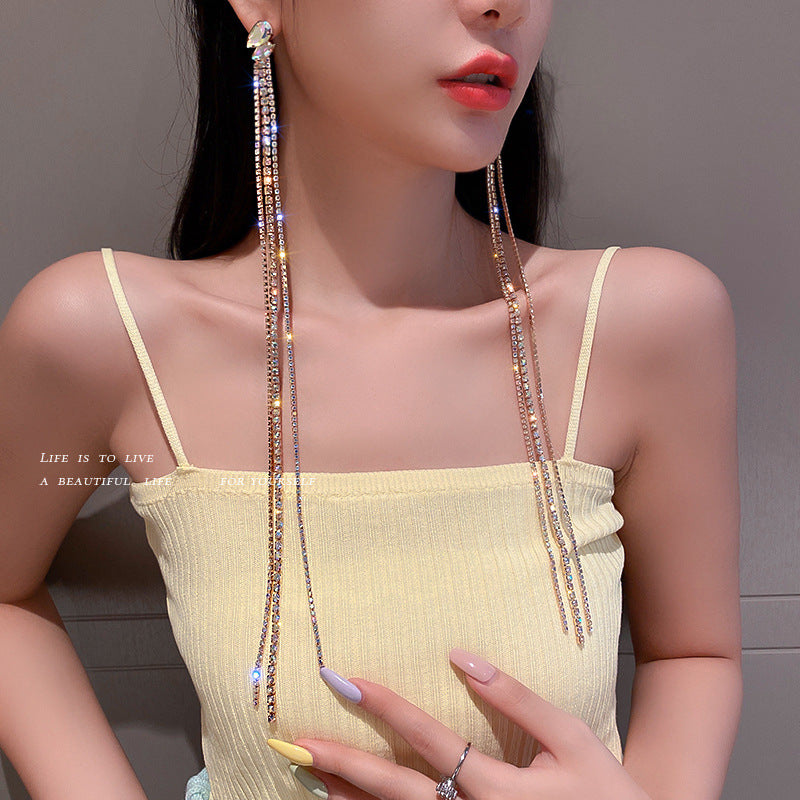 Women's Needle Light Luxury Tassel Retro Exaggerated Earrings
