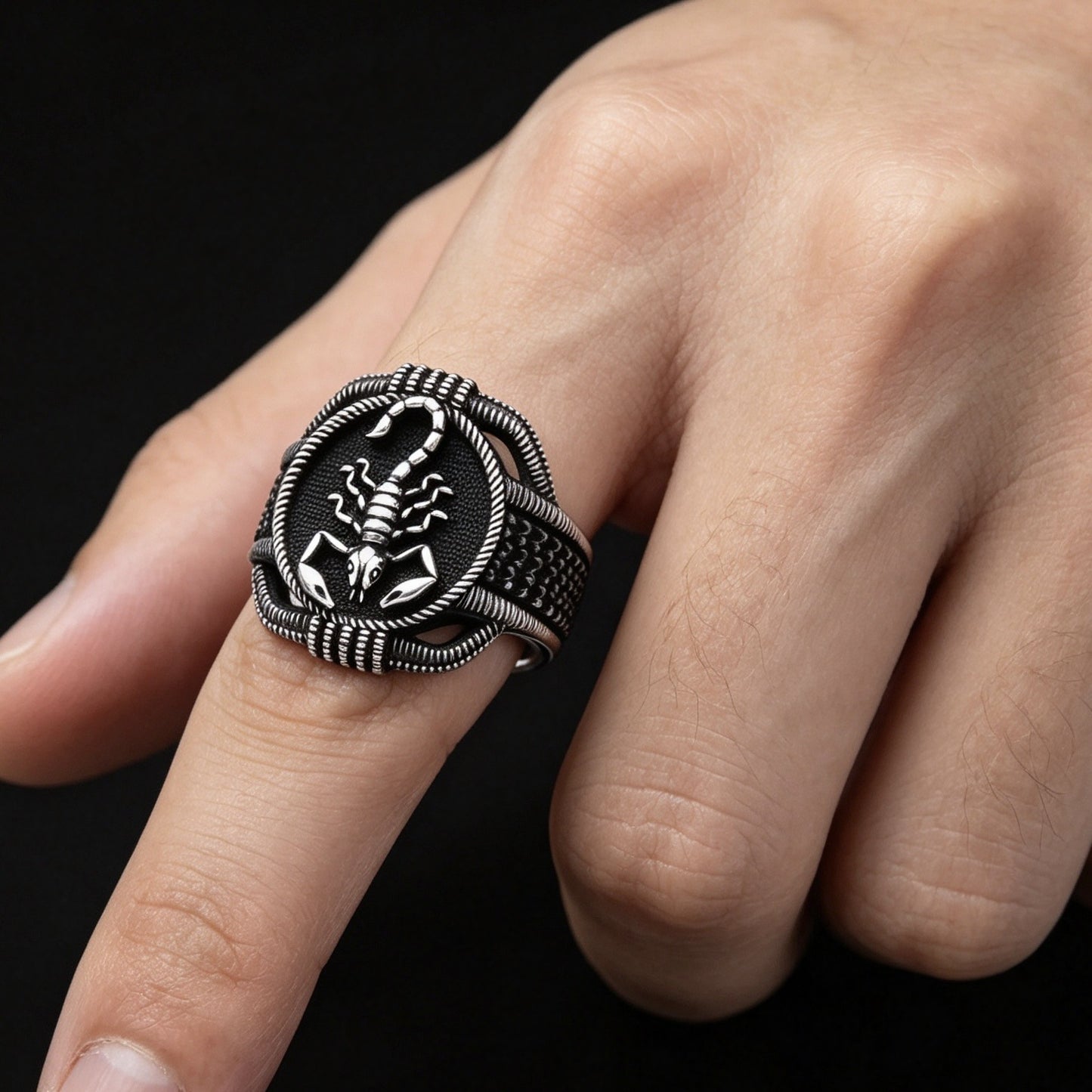Men's Scorpion Creative Animal Shape Black Diamond Man's Simple All Ring