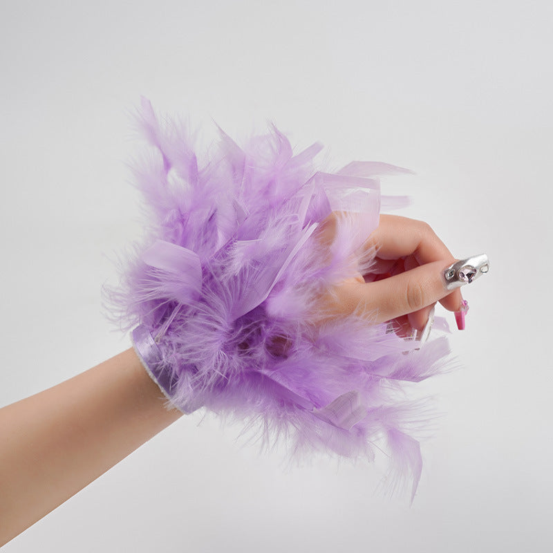 Turkey Feather Colorful Pop Hair Band Bracelet
