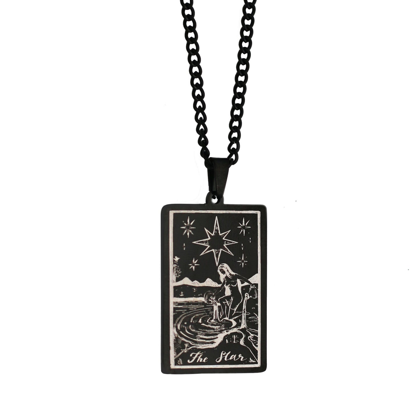 Zhang Tarot Titanium Steel Retro Rectangular Necklaces