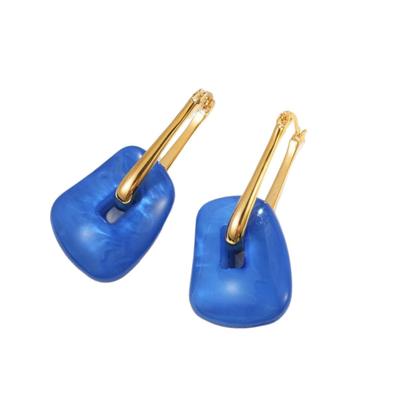 Women's Blue Square Exaggerated Cold Style Ear Clip Light Luxury Temperament Earrings