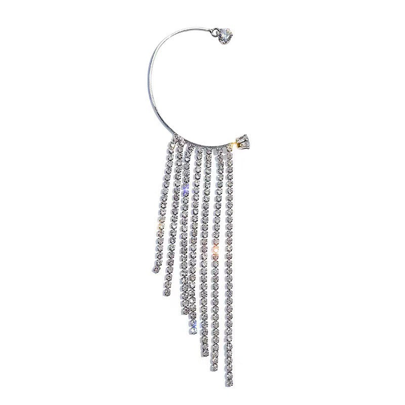 Tassel Ear Without Pierced Ears Female Temperament Cold Diamond Stud Earrings