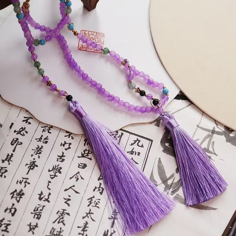 Style Chinese Lotus Suit Long Door Necklace