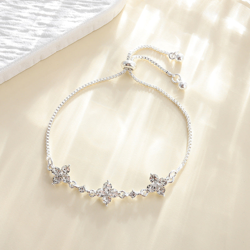 Women's Zircon Flower Korean Simple Design Personalized Bracelets