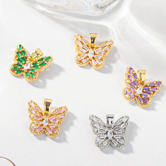 Butterfly Gold Color Retaining Micro Inlaid Pendants