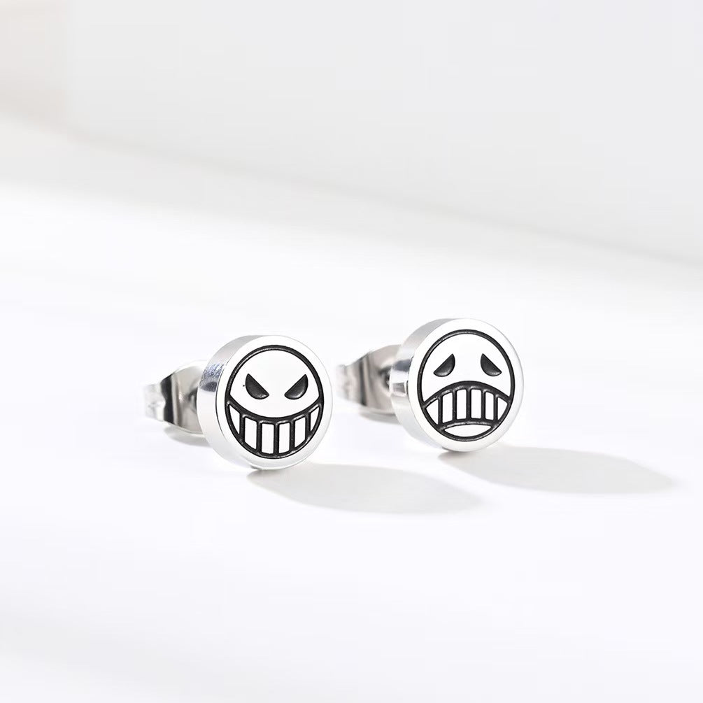 Women's & Men's Steel Smiley Face Ear Stainless Bone Nail Style One Earrings