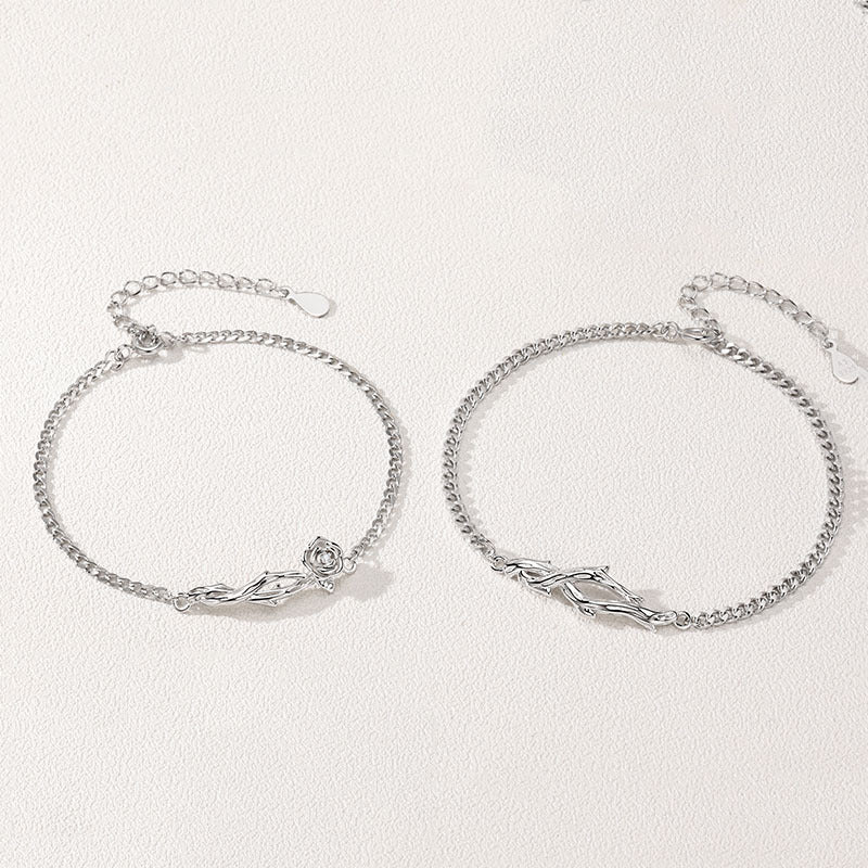 Women's & Men's Thorn Rose Couple Personality Trend One Pair Fresh Bracelets