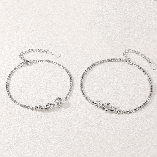 Women's & Men's Thorn Rose Couple Personality Trend One Pair Fresh Bracelets