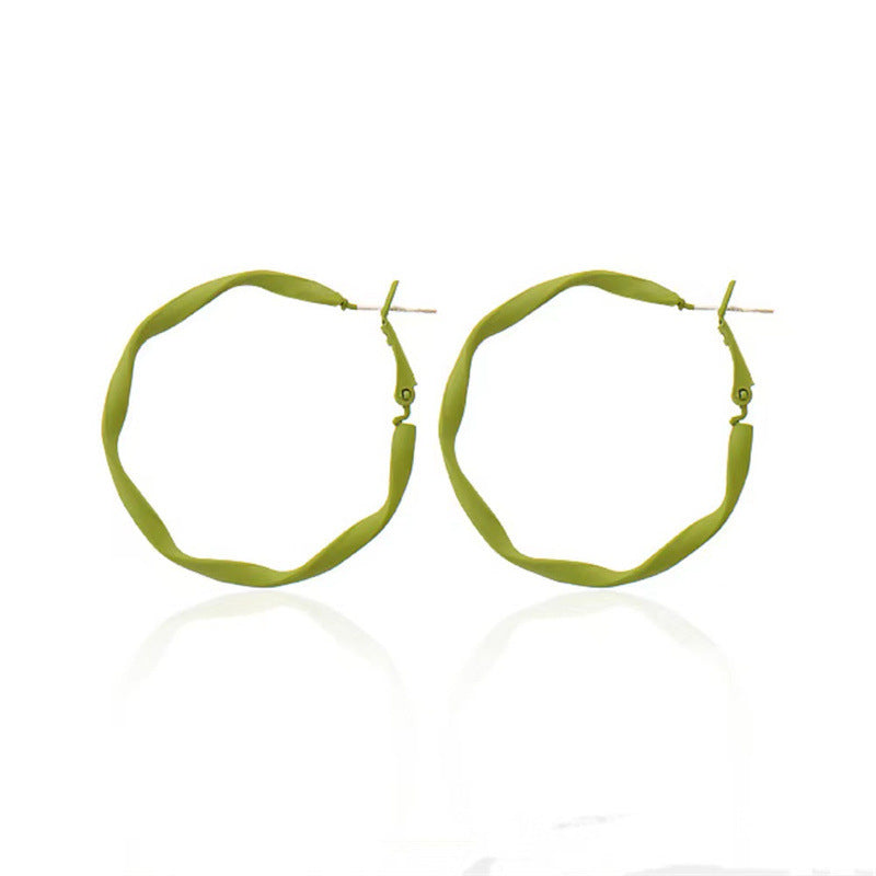 Trendy Green Fresh Simple Compact Elegant Sweet Natural Font Stud Earrings