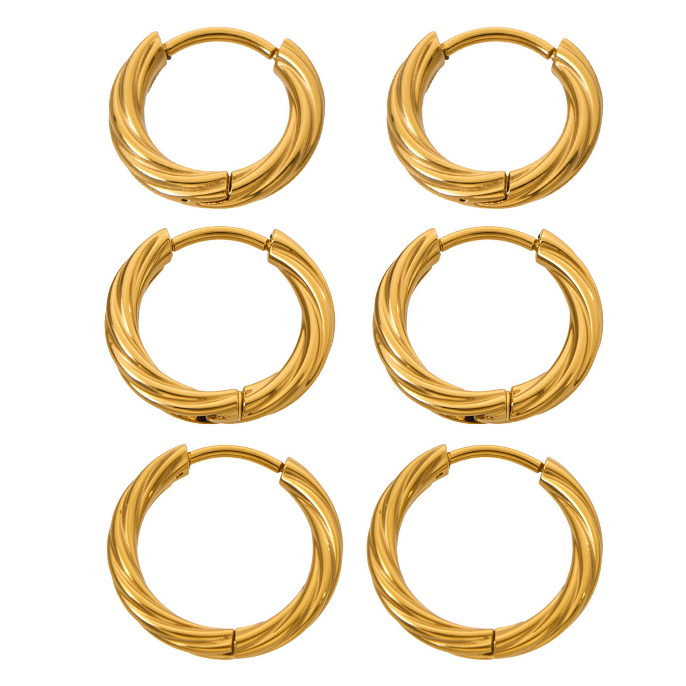 Stainless Steel Round Gold Twist Minimalist High-grade Earrings
