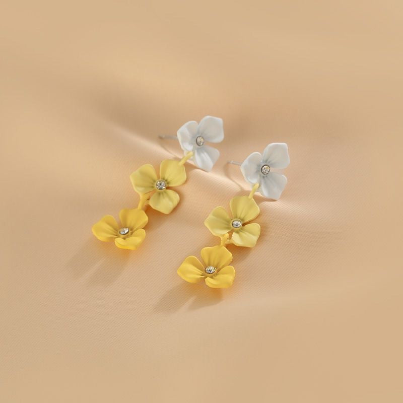 Court Retro Imitation Glaze Color Diamond Stud Earrings
