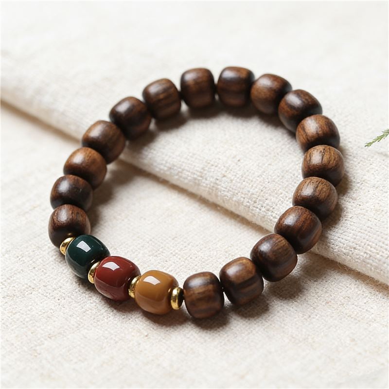 Women's & Men's Gold Sandalwood Hand-held Chain Buddha Prayer Beads String Plate Crafts Bracelet
