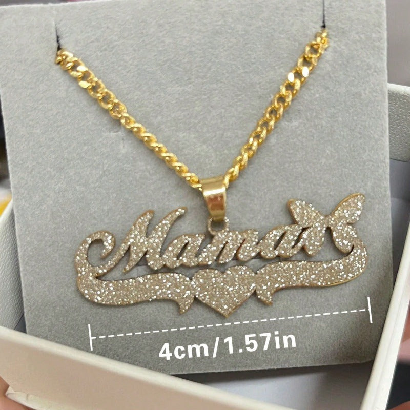 Love Butterfly Clavicle Chain English Frosted Necklaces
