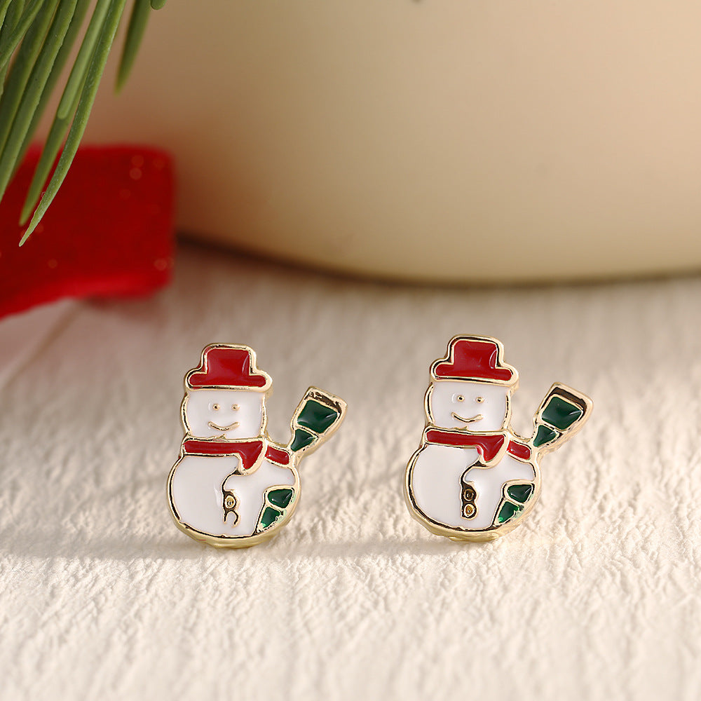 Fashion Elk Tree Snowflake Rhinestone Personalized Stud Earrings
