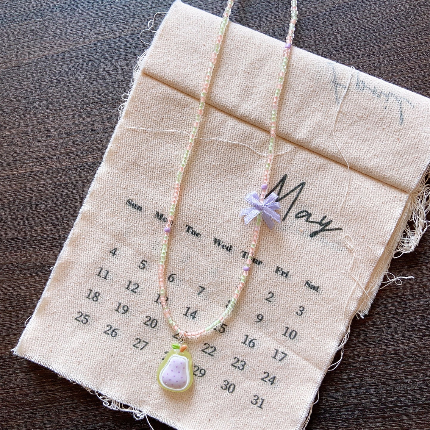 Seaside Style Colorful Beaded Bow Clavicle Chain Necklace