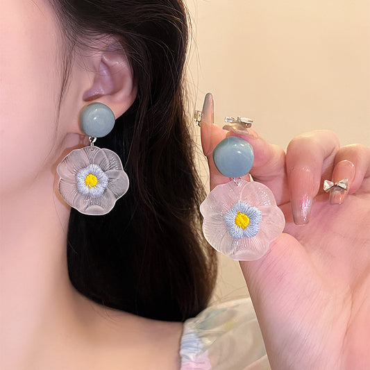Flower Female Sweet Gentle Cute Ear Stud Earrings