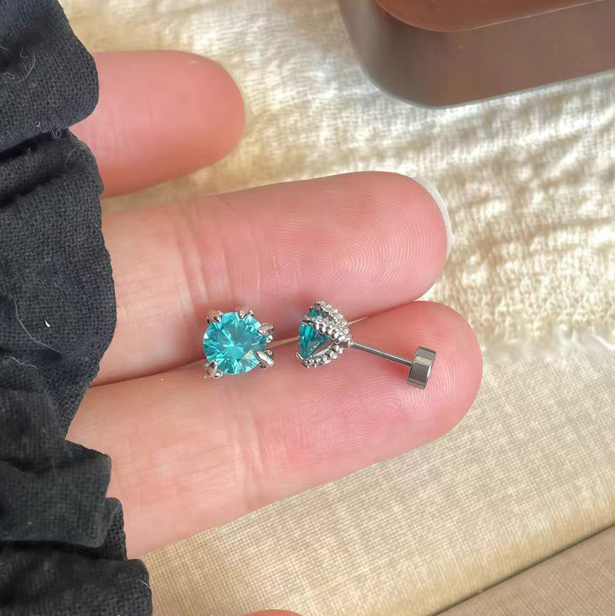 Medical Titanium Steel Four Leaf Clover Ear Screw Bone Pin Stud Earrings