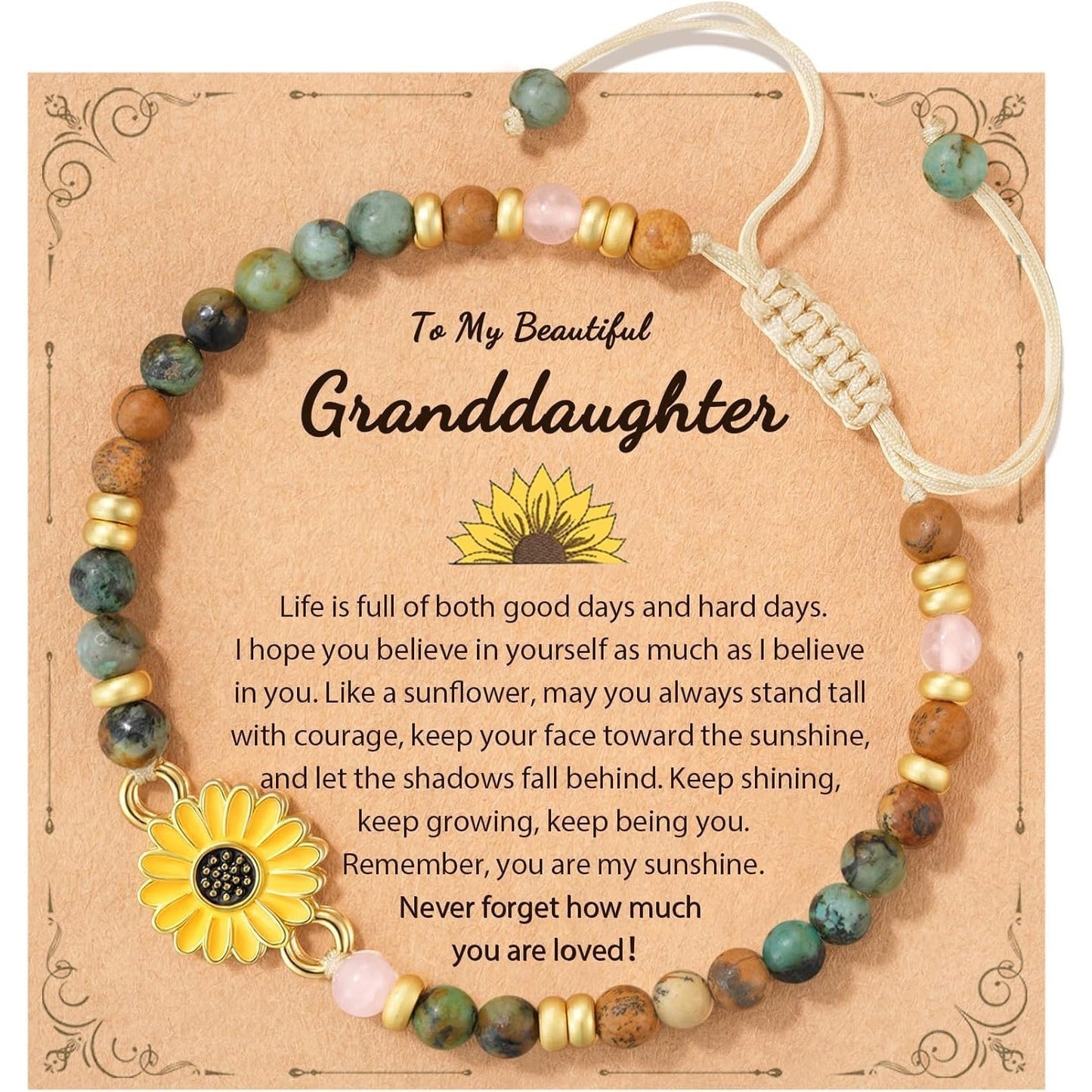 Stone Flower Woven Flat Knot Pastoral Style Gift Drawing African Bracelet