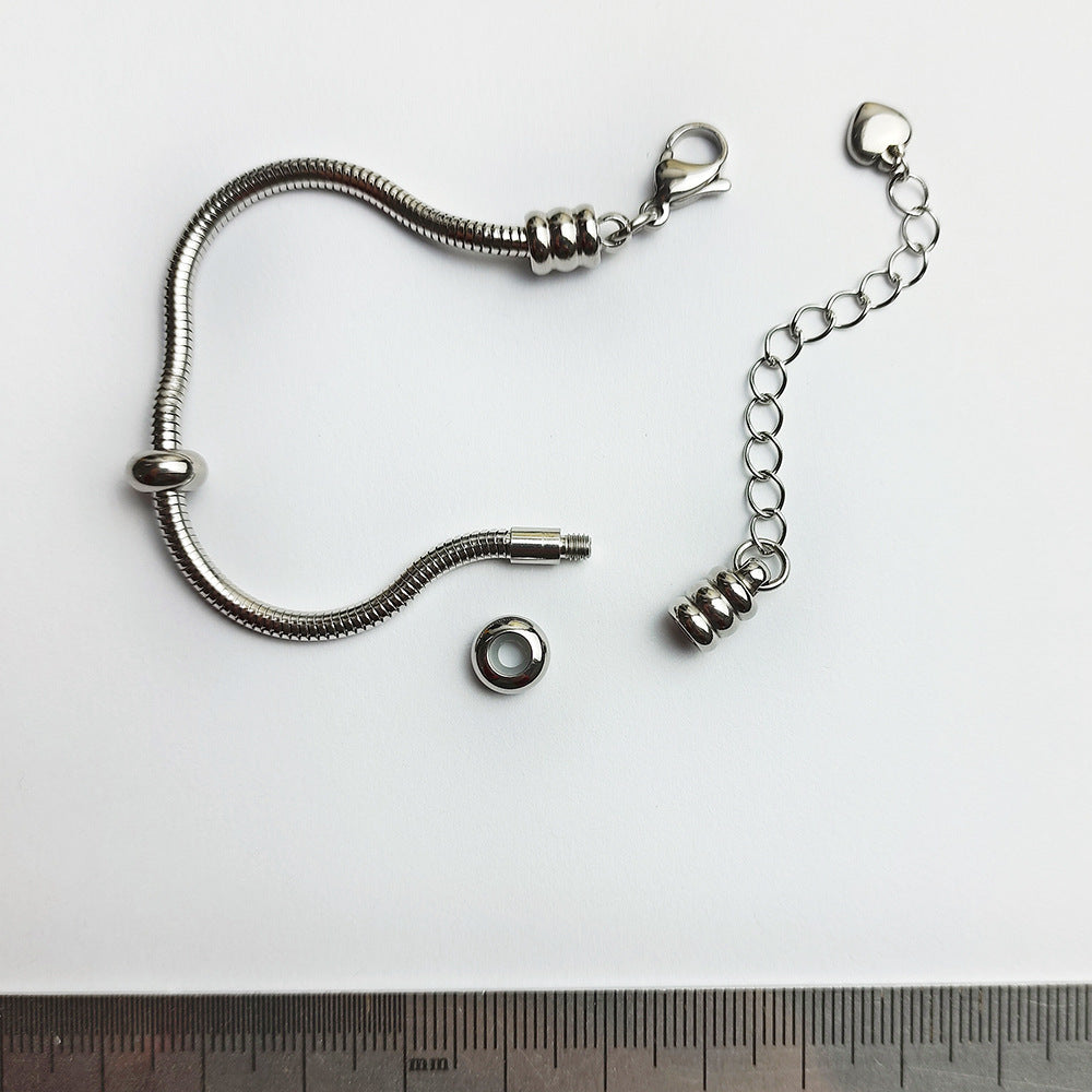 Women's & Men's Metal Stainless Steel Waterproof Colorfast Snake Bone Wear Chain Pan Bracelet
