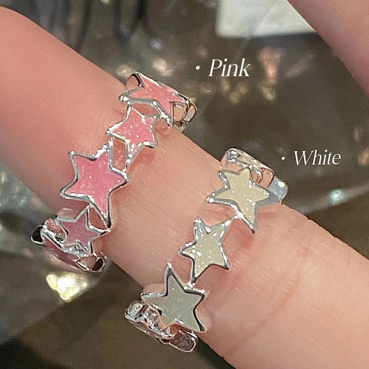 Super Sweet Female Cool Five-pointed Star Niche Flash Rings