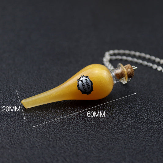 Lucky Bottle Wooden Plug Medicine Epoxy Necklaces