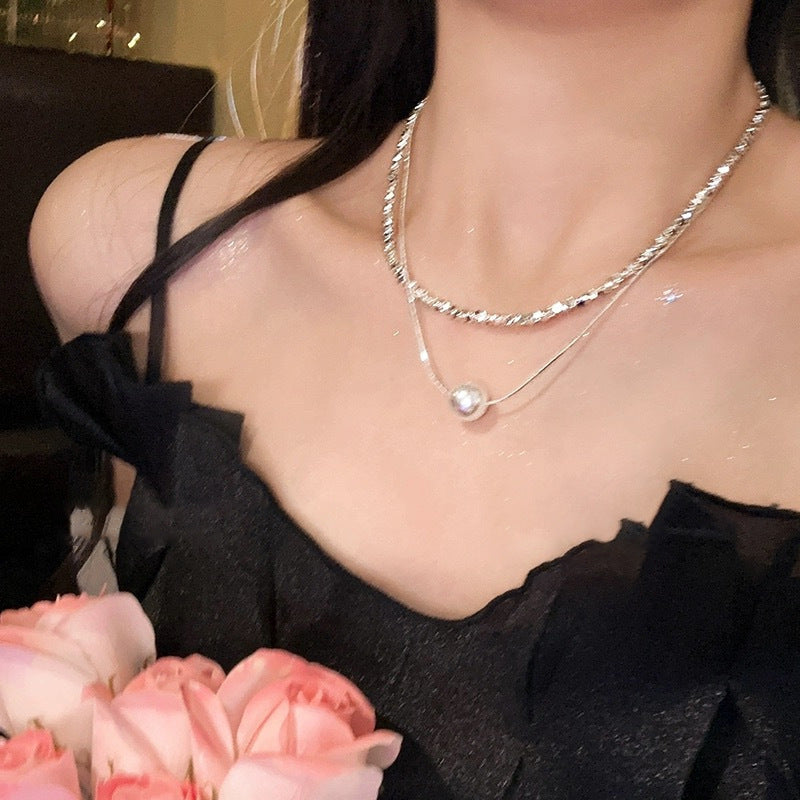 Women's Sier Pearl Summer Design Clavicle Chain Necklace