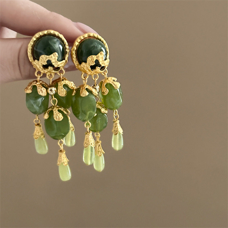 Women's Flower Shell Tassel Light Luxury High-grade Earrings