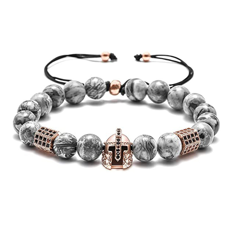 White Turquoise Woven Tigereye Lava Stone Bracelet