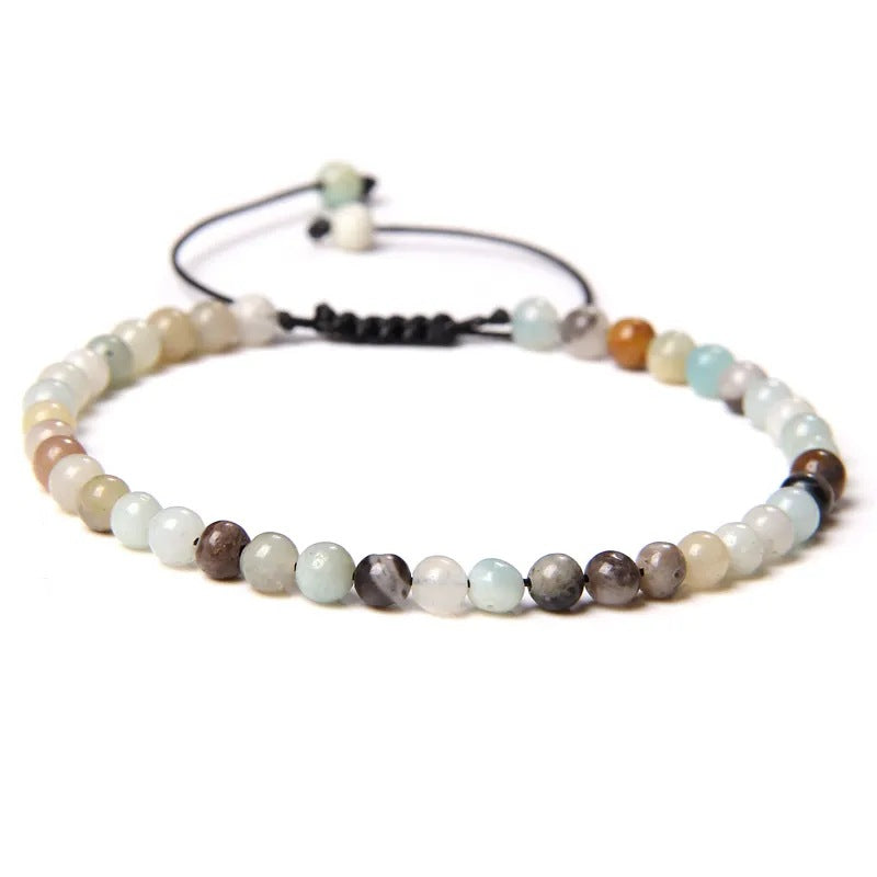 Agate Stone Braided Adjustable Gemstone Beads Bracelet