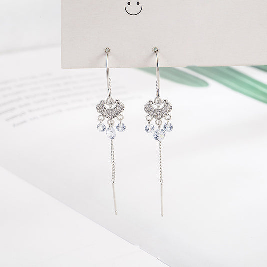 Women's Design Zircon Tassel Safety Lock Fashionable High-grade Earrings