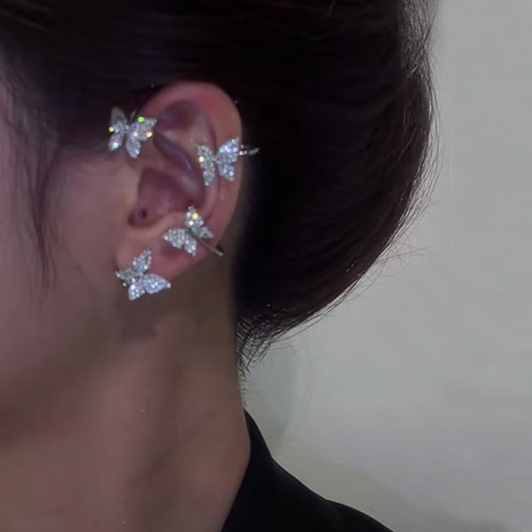 Zircon Butterfly Surrounding Adjustable Ear Female No Stud Earrings