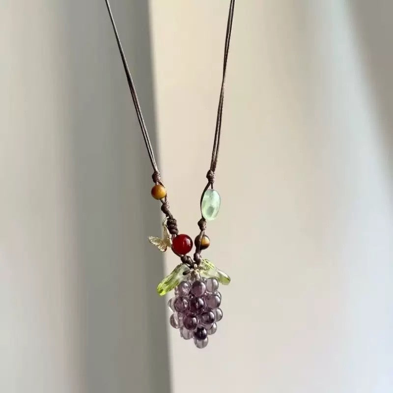 Ceramic Apple Braid Rope Beaded Female Niche Necklaces