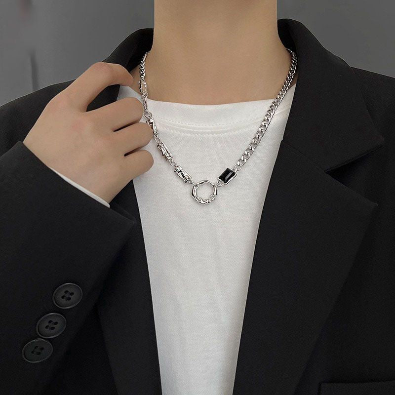 Women's & Men's Niche Design Titanium Steel Geometric Stitching For Hip Necklaces
