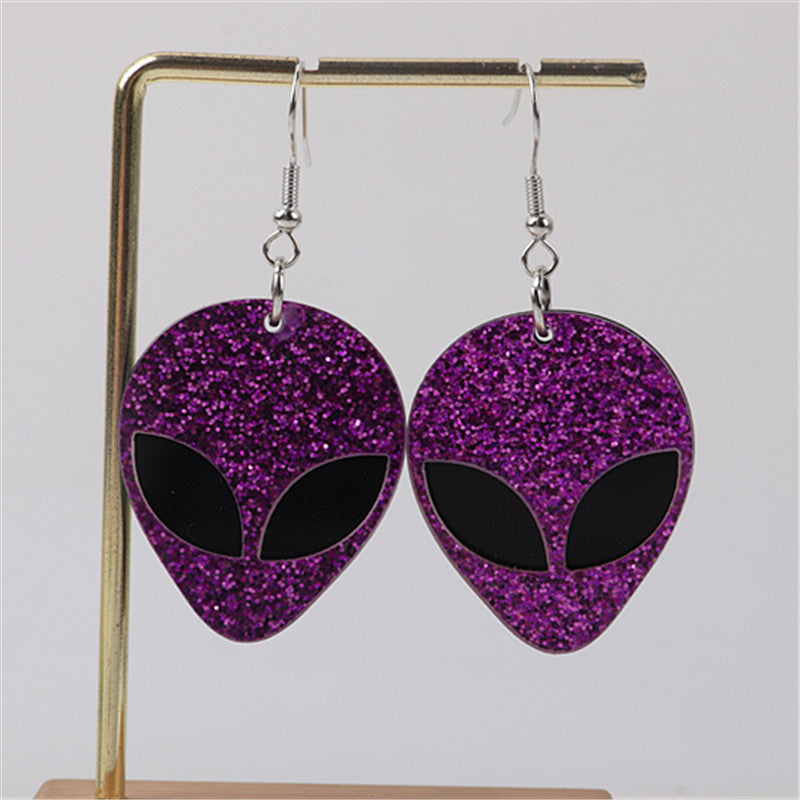 Alien Glitter Mask Fashion Spaceman Simple Stylish Earrings