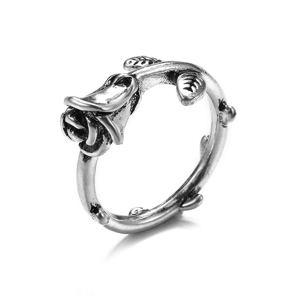Knuckle Female Personality Rose Skull Spider Rings