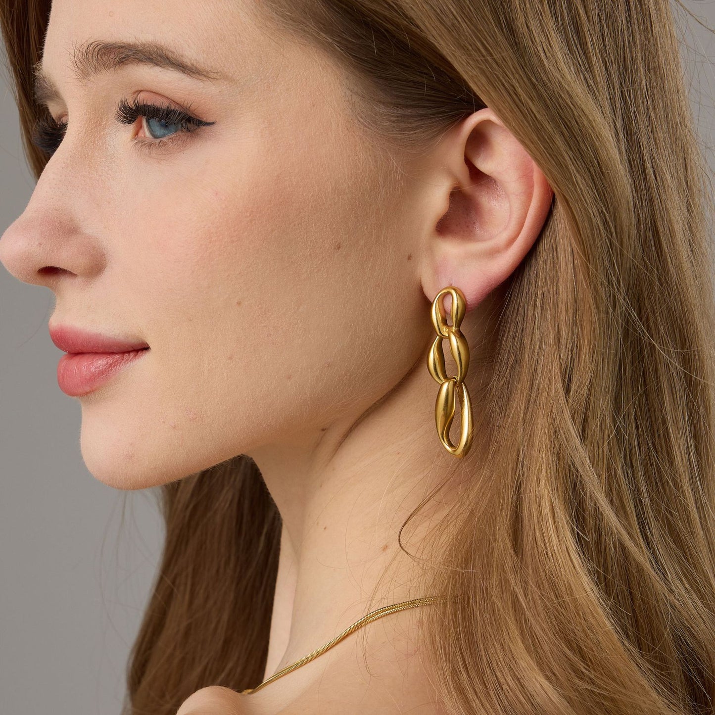 Irregular Three-ring Chain Fashionable Temperament Simple Niche Creative Stainless Earrings