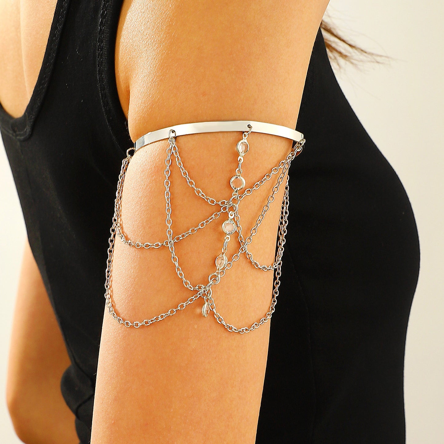 Niche Adjustable Arm Chain Metal Lanyard Tassel Armband Vacation Style Bracelets