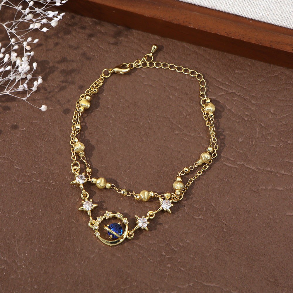 Women's Planet Elegant Stitching Star Moon Zircon Bracelets