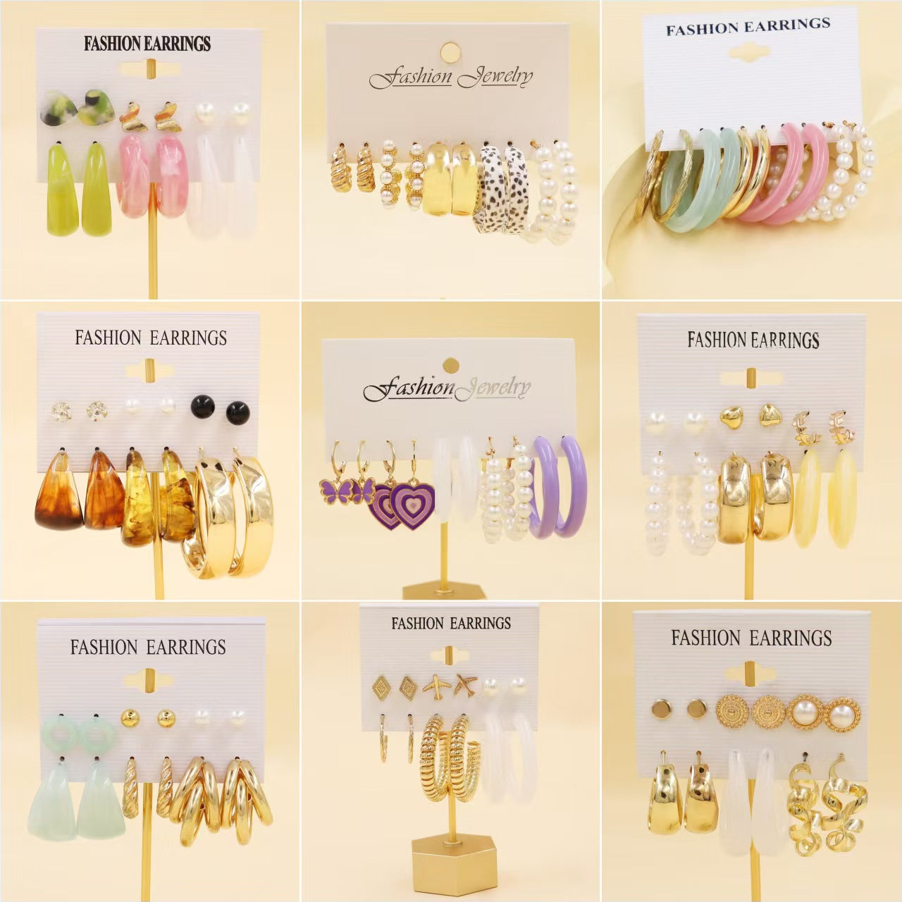 Women's Color Resin Leopard Print Pairs Retro Fashion Earrings