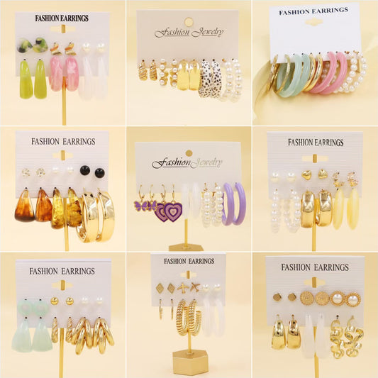 Women's Color Resin Leopard Print Pairs Retro Fashion Earrings