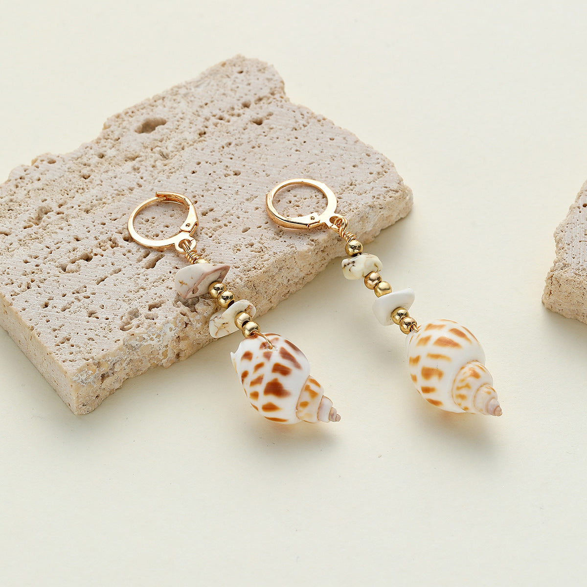 Wind Beach Vacation Lady Shell Starfish Conch Earrings