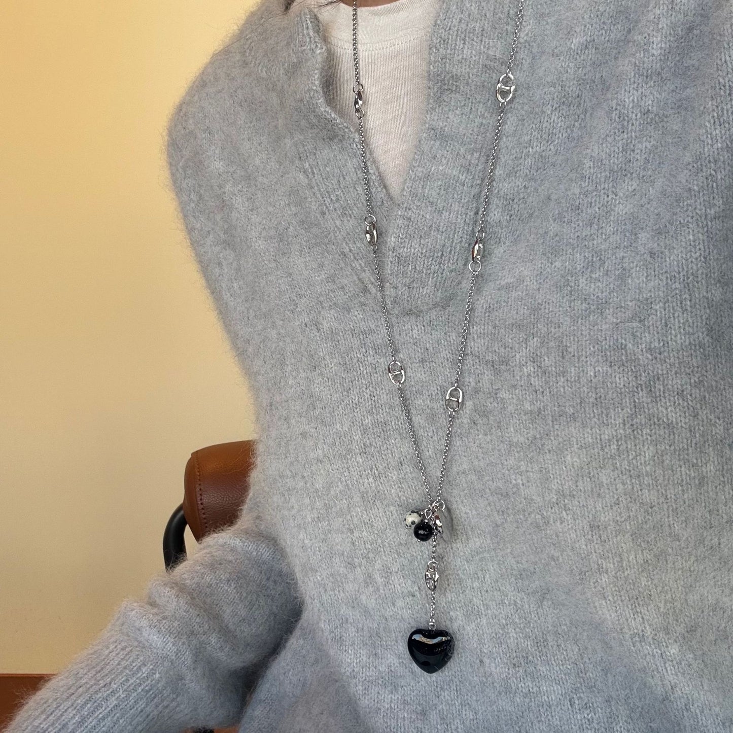 Women's Hole Chain Heart Shaped Love Long Temperamental Necklace