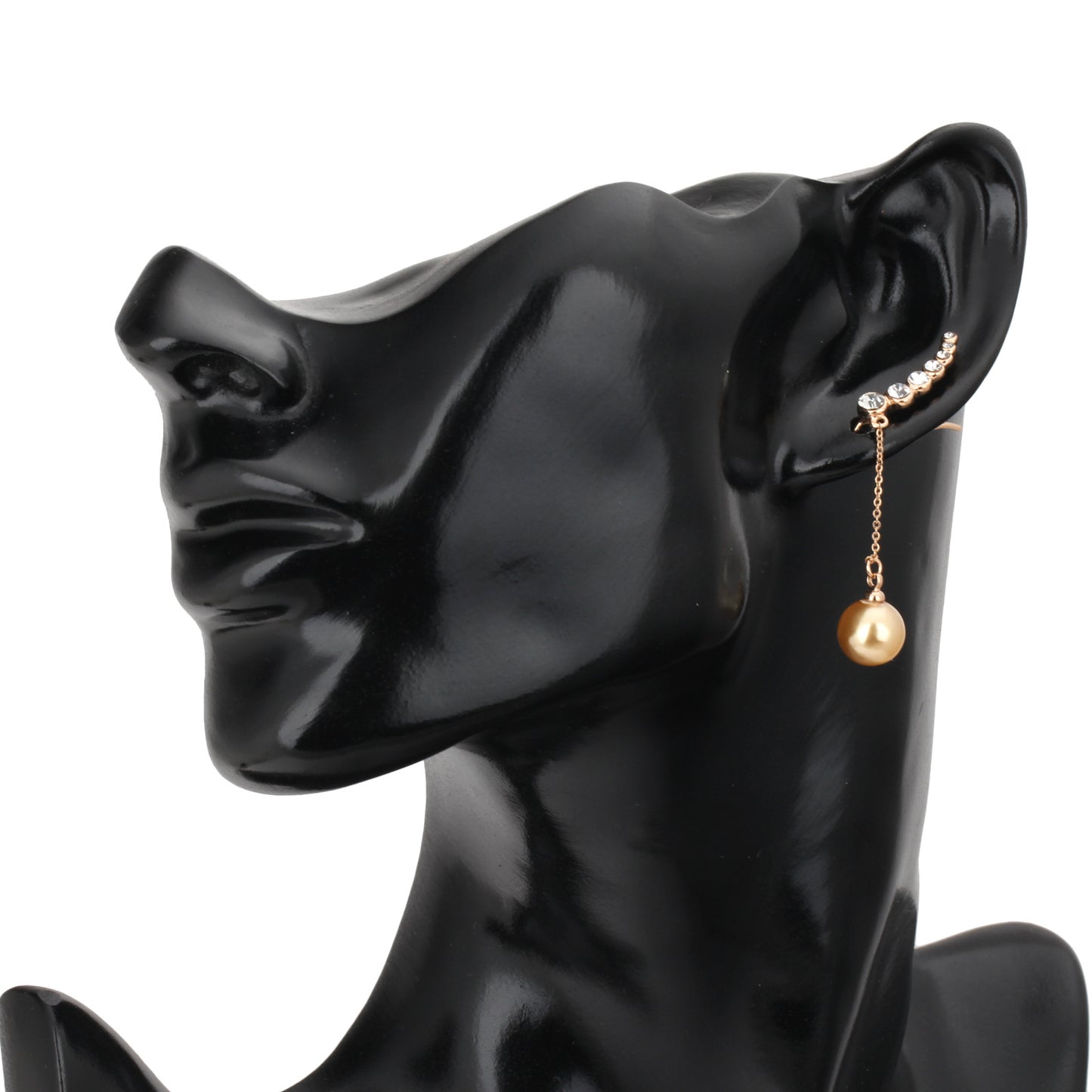Pearl Copper Inlaid Zircon Ear Gold Rings